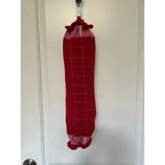 Handmade Plastic Bag Holder- Red Squares - Picture 1 of 1